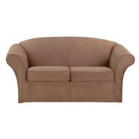 Ultimate Stretch Loveseat Suede Slipcover  - Sure Fit: Machine Washable, Adjustable Fit, Indoor Use