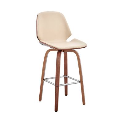 26 Arabela Counter Height Barstool with Cream Faux Leather Seat Walnut Finish Frame - Armen Living