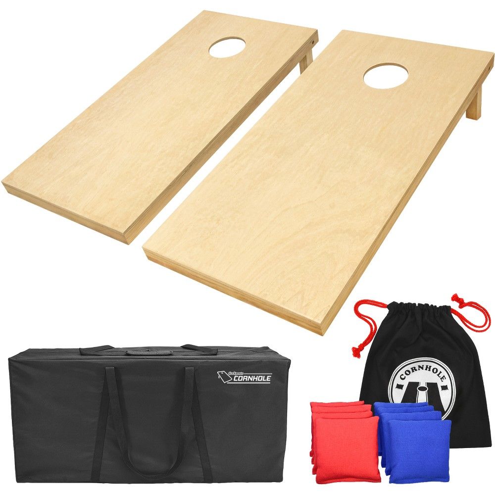 GoSports Natural Wood Cornhole Toss Game Set