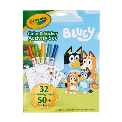 Crayola Bluey Color & Sticker Activity Set: Creative Coloring Book for Kids with Markers & Stickers, 32 Pages