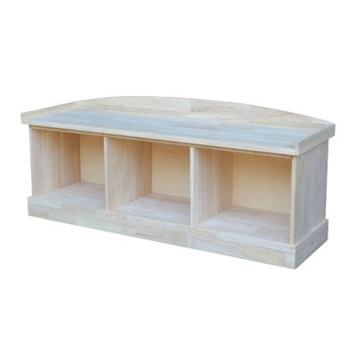 Storage Bench Unfinished - International Concepts: Hardwood Entryway Seat, Shoe Organizer, Window Nook