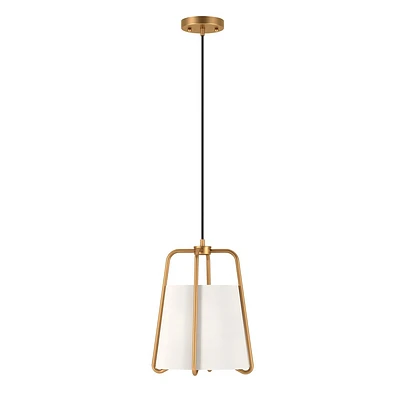Hampton & Thyme 11 Wide Pendant with Fabric Shade Brass/White