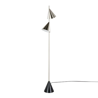 LumiSource Cone 65 Floor Lamp: Dual Cone Shades, Faux Marble Base, UL Listed