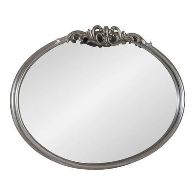 Kate & Laurel All Things Decor 27x18.75 Arendahl Traditional Vertical Oval Wall Mirror Silver: No Assembly, Metal Frame, Wall Mount