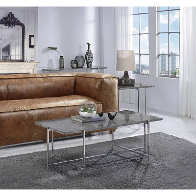 49 Adelae Sofa Table Faux Marble Top/Chrome Finish - Acme Furniture