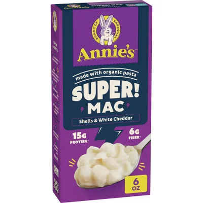 Annies Super Mac Protein Mac & Cheese Shells & White Cheddar - 6oz