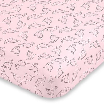 Carters Dinosaur Princess Super Soft Fitted Crib Sheet - Pink