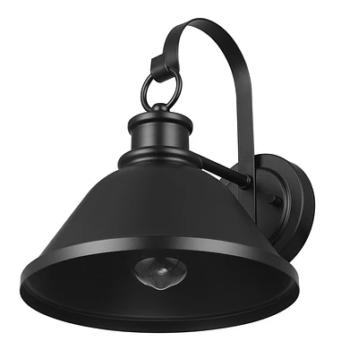 Globe Electric 1-Light 12 Metal Outdoor Wall Sconce with Warehouse Shade Matte Black