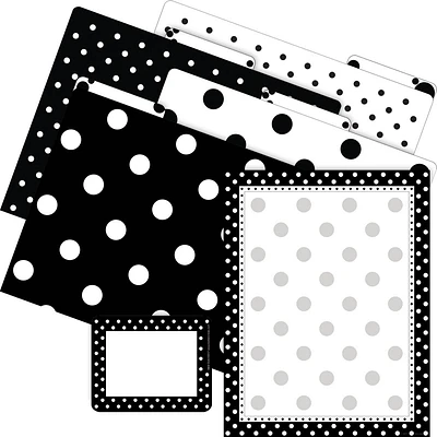 Barker Creek Black and White Dot Get Organized File Folders Set: 107 Multi-Design, Top Tab, Paper, 50 Sheet Capacity