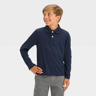 Boy Long Sleeve Performance Uniform Polo Shirt