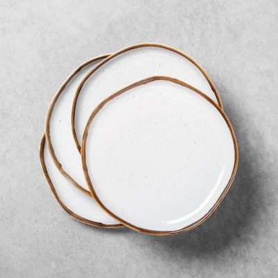 8 4pk Stoneware Reactive Glaze Salad Plate Set Cream - Hearth & Hand with Magnolia: Dishwasher-Safe, Farmhouse Style