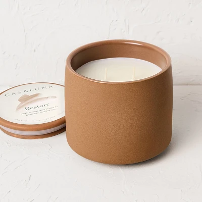 2-Wick Ceramic Jar Candle with Lid Restore 15oz - Casaluna