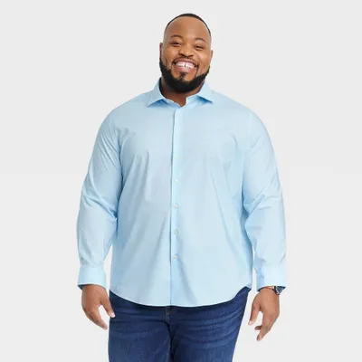 Mens Big & Tall Performance Dress Standard Fit Long Sleeve Button-Down Shirt
