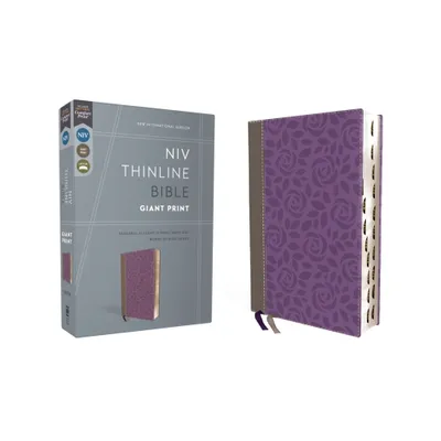 Niv, Thinline Bible, Giant Print, Leathersoft, Gray/Purple, Red Letter, Thumb Indexed, Comfort Print - by Zondervan (Leather Bound)