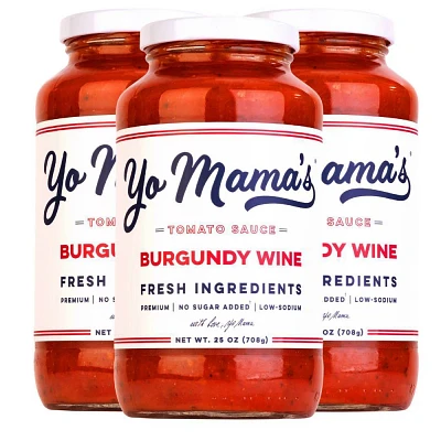 Yo Mamas Burgundy Wine Tomato Sauce - 25oz Each/3pk