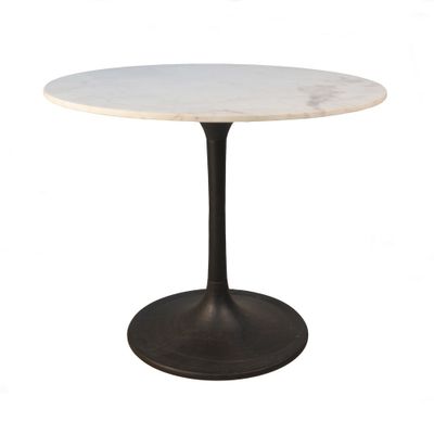 Carolina Living 36 Zaha Round Marble Top Dining Table : Modern Pedestal Table for 4