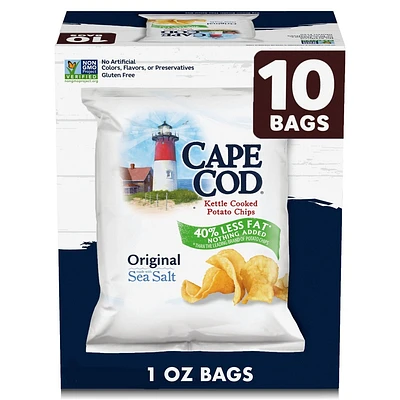 Cape Cod Potato Chips Original Less Fat Kettle Chips 1oz Snack s - 10ct