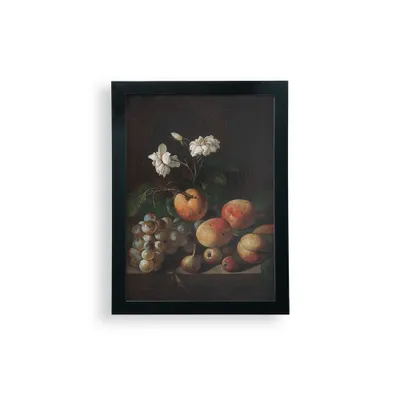 9 x 12 Still Life with Fruit and White Roses Anonymous Frame Wall Art - Deny Designs: Printed Artwork, Modern Decor