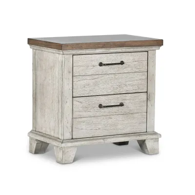 Bear Creek 2 Drawer Nightstand Rustic Ivory/Honey - Steve Silver Co.