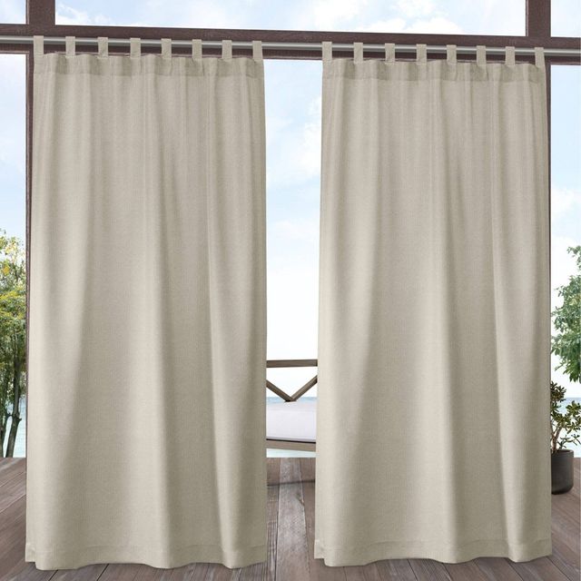 Set of 2 (120x54) Biscayne Indoor/Outdoor Two-Tone Textured Tab Top Curtain Panel Brown - Exclusive Home