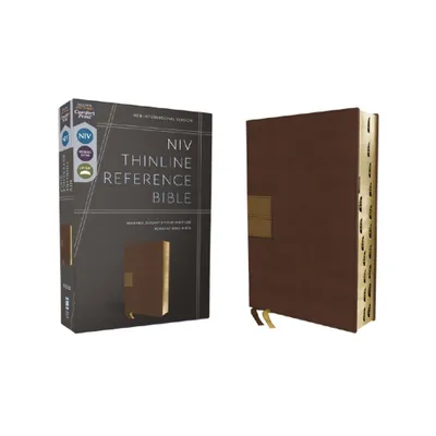 Niv, Thinline Reference Bible (Deep Study at a Portable Size), Leathersoft, Brown, Red Letter, Thumb Indexed, Comfort Print - by Zondervan