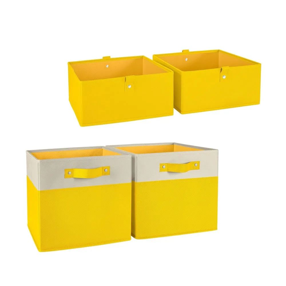 4pc Kids Folding Storage Bin Set Yellow - RiverRidge Home