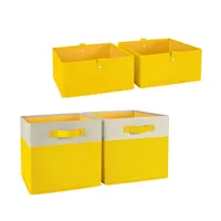 4pc Kids Folding Storage Bin Set Yellow - RiverRidge Home