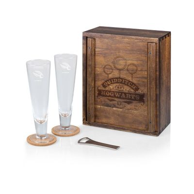 Harry Potter 7pc Glass Quidditch Beverage Gift Set - Picnic Time: Bar Glassware, Saybrook Glasses, Handcrafted Drinkware