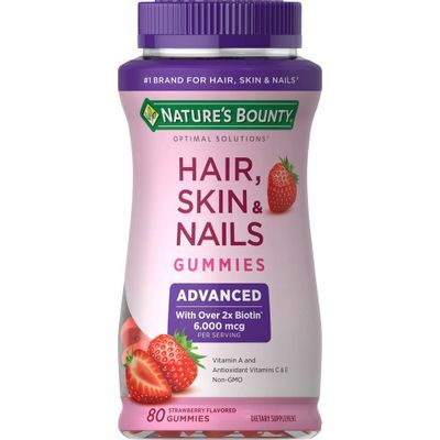 Natures Bounty Optimal Solutions Advanced Hair, Skin & Nails Gummies with Biotin - 80ct