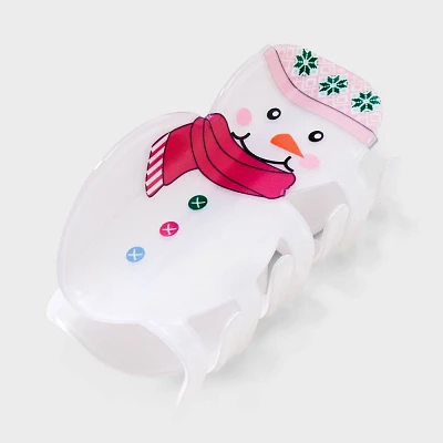 Snowman Hair Claw Clip - White/Pink