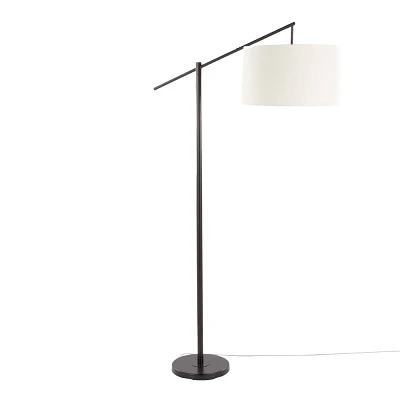 LumiSource Casper 69 Contemporary Metal Floor Lamp Oil Bronze Metal with Natural Linen Shade