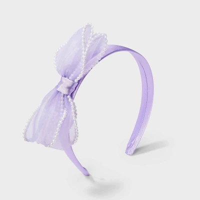 Girls Chiffon Bow and Pearls Headband - Cat & Jack Lavender