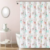 72x72 Kids Southwest Llama Cactus Shower Curtain Single  - Lush Dcor