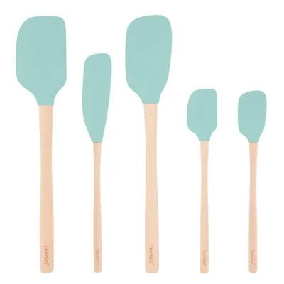 Tovolo 5pc Silicone and Wood Handle Spatula Set Aqua