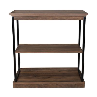 Danya B. 32 Oslo 3 Shelf Contemporary wood and metal Etagere Bookcase Brown/Black: MDF Iron Frame, Fixed Shelves