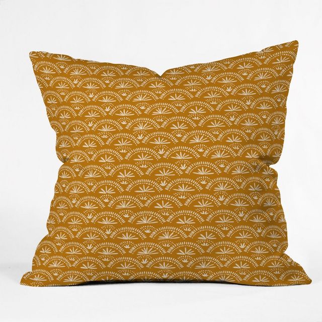 Joy Laforme Moroccan Fan Throw Pillow Yellow - Deny Designs: Contemporary Indoor