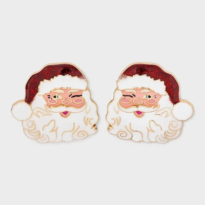 Santa Post Drop Earrings - Red/Gold