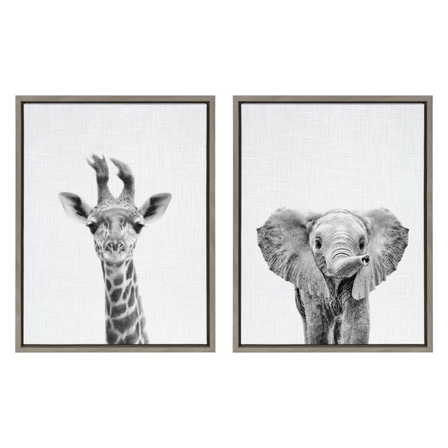 Kate  Laurel All Things Decor 18 x 24 (Set of 2) Sylvie Alpaca Portrait By Simon  Te Framed Wall Canvas Set Gray Kate  Laurel All Things Decor  Connecticut Post Mall