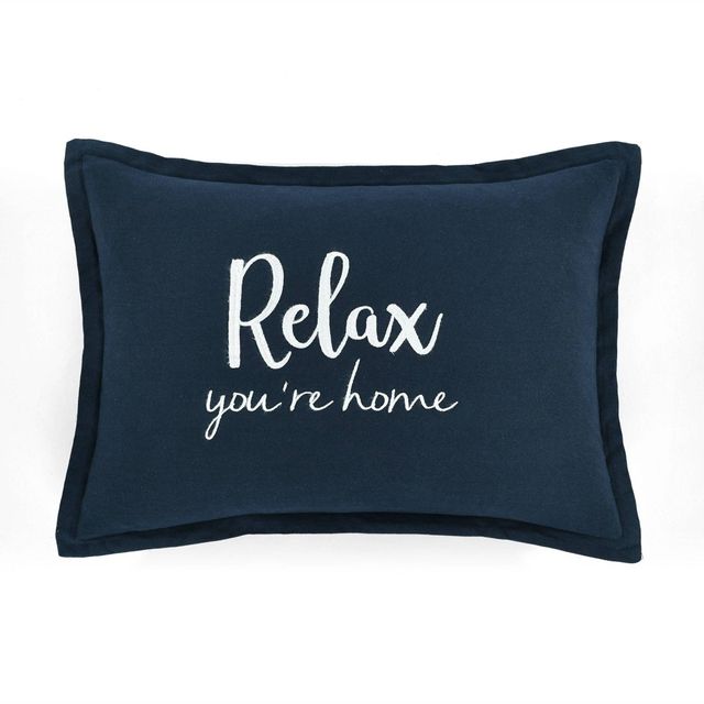 13x20 Relax Youre Home Family-Friendly Lumbar Throw Pillow Cover Navy - Lush Dcor