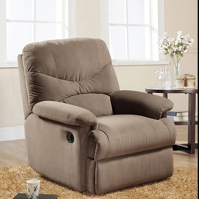 35 Arcadia Active Sitting Chair Light Brown Microfiber: Recliner, Easy Reach Handle - Acme Furniture