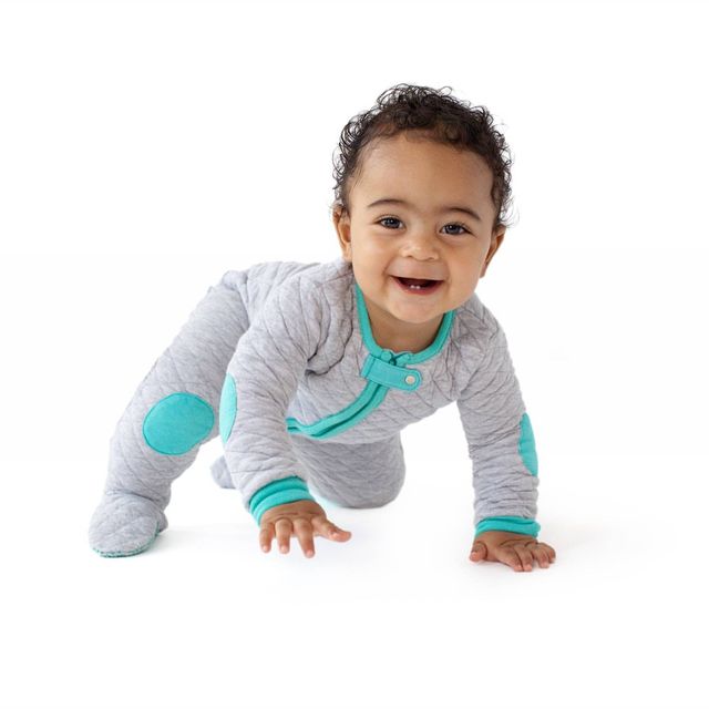 baby deedee Sleepsie Footie Pajamas Gray Aqua 6-12M