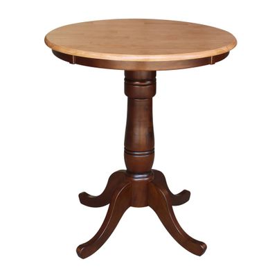 30 Round Top Pedestal Counter Height Table Cinnamon/Brown - International Concepts: Solid Wood, Seats 4