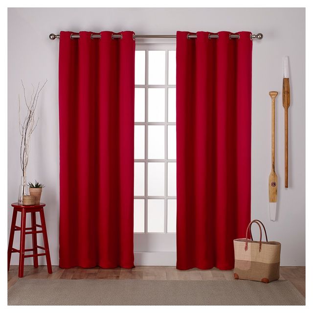 Set of 2 (84x52) Sateen Twill Weave Insulated Blackout Grommet Top Window Curtain Panels Red - Exclusive Home