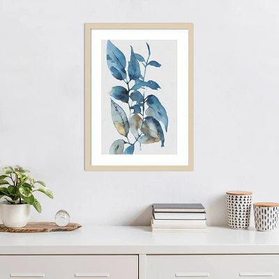 Amanti Art Blue Golden Leaves I by Andrea Haase Wood Framed Wall Art Print