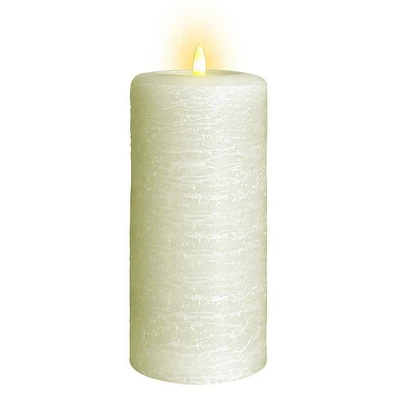 LumiPur 3.5x9 Signature Natural Glow Flameless Wax Pillar LED Candle Linen White