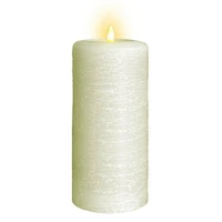 LumiPur 3.5x9 Signature Natural Glow Flameless Wax Pillar LED Candle Linen White