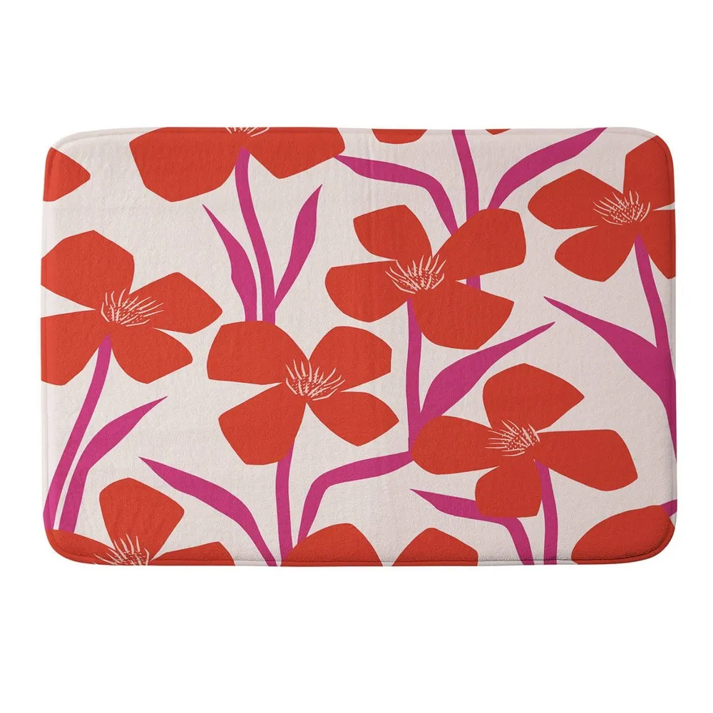 Deny Designs Maritza Lisa Floral Pattern Bath Mat Red - Deny Designs | The  Market Place