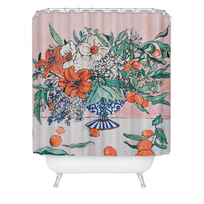 California Summer Bouquet Ora Shower Curtain - Deny Designs: Microfiber, Machine Washable, Ring Top Hanging Style