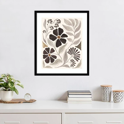 Amanti Art Modern Petals III Neutral by Veronique Charron Wood Framed Wall Art Print