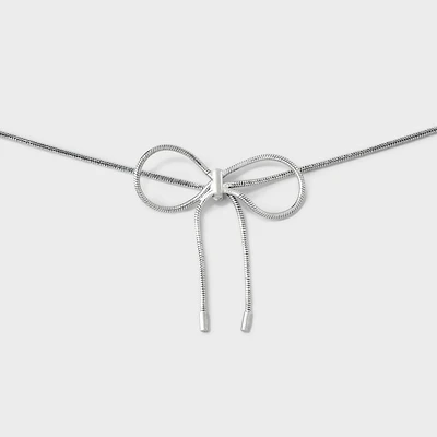 Snake Chain Bow Choker Necklace - Wild Fable Silver